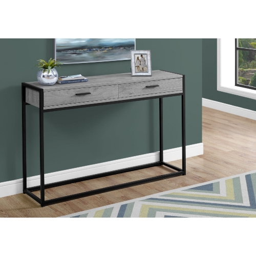 48" Accent Table in Grey & Black Metal Hall Console